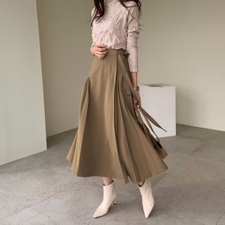 tie waist wrap maxi skirt