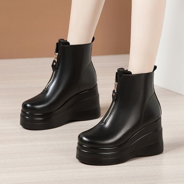 Freesia-Platform Wedge Zip Short Boots