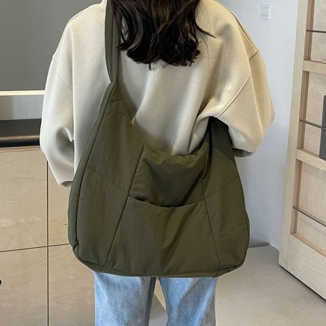 KOCORE-Plain Panel Fabric Tote Bag