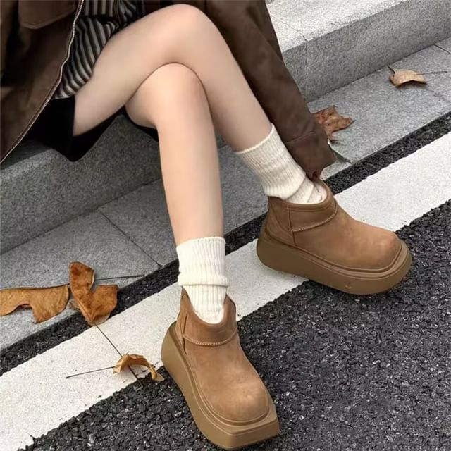 Asterisk-Fleece-Lined Platform Short Snow Boots