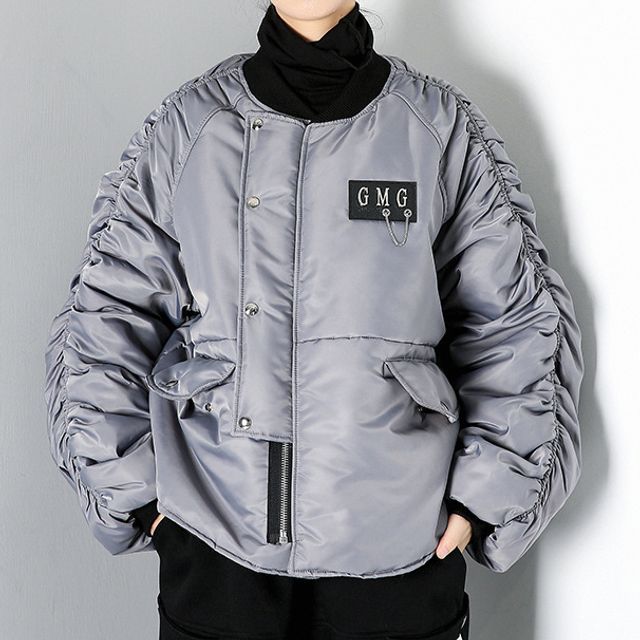 shirred detail padded jacket