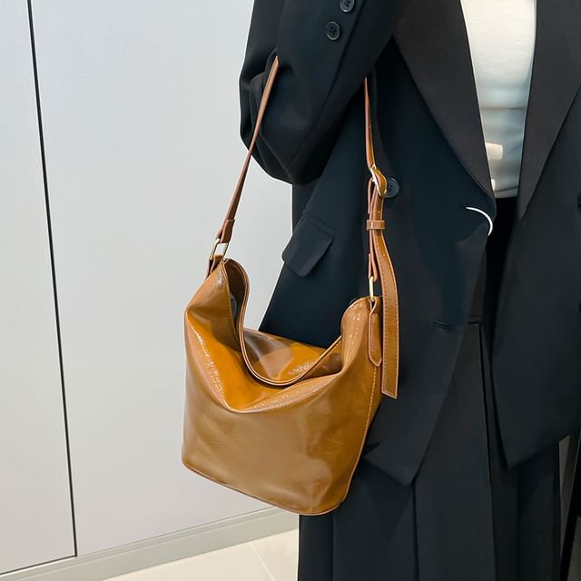 Skyglow-Faux Leather Bucket Bag