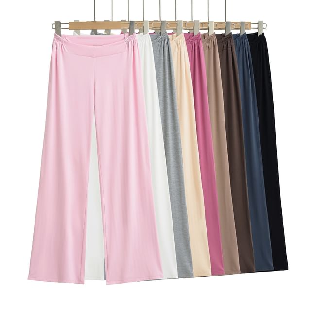 Asiris-High Waist Plain Wide Leg Pants