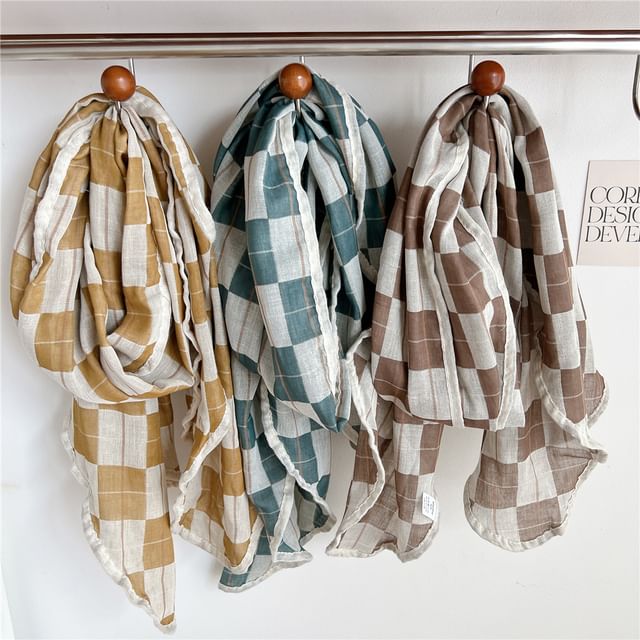 Frior-Lightweight Plaid Scarf