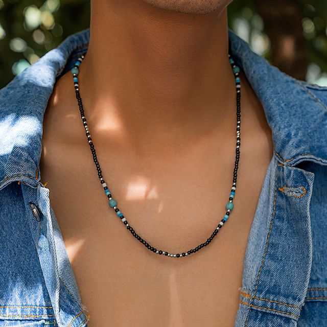 Gretlyn-Faux Turquoise Beaded Necklace