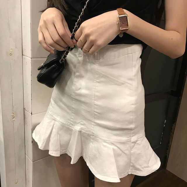 mini ruffle hem skirt