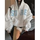 Alfie - Lettering Loose-Fit Hooded Zip Jacket / Lettering Sweatshirt ...