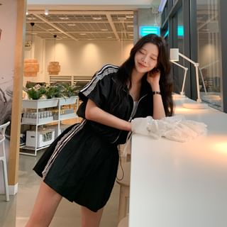 DEEPNY Lace-Trim Track Jacket & Shorts Set Sale