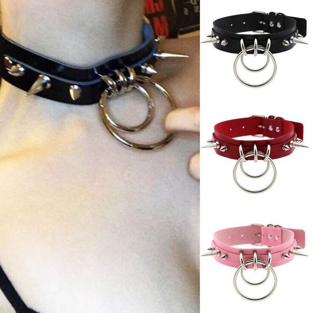 SURELIN-Faux Leather Studded Choker
