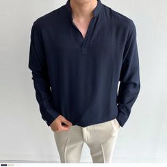Seoul Homme - Open-Placket Textured Shirt Seoul Homme - Open-Placket Textured Shirt
