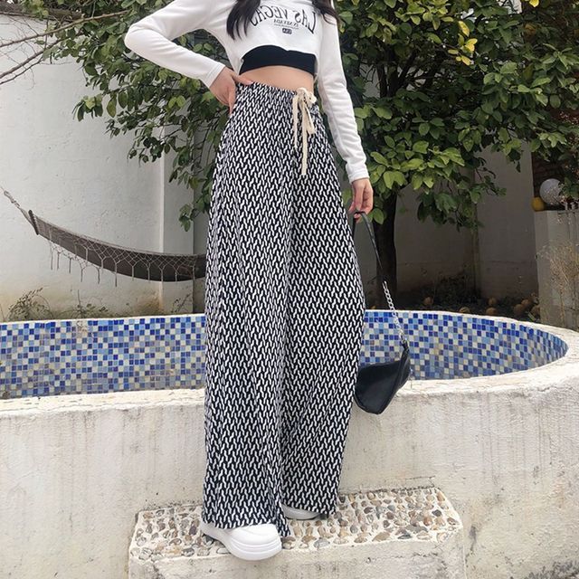 Everose-Drawstring Waist Wide Leg Pants