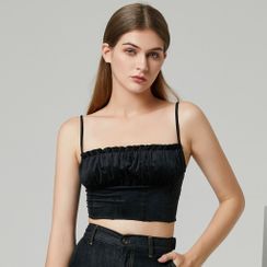 YS by YesStyle - Eco-Friendly Ruched Velvet Cropped Camisole Top