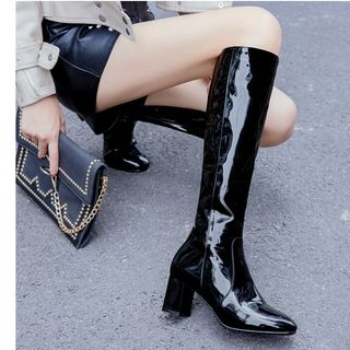 Freesia-Pointed Block Heel Knee-High Boots