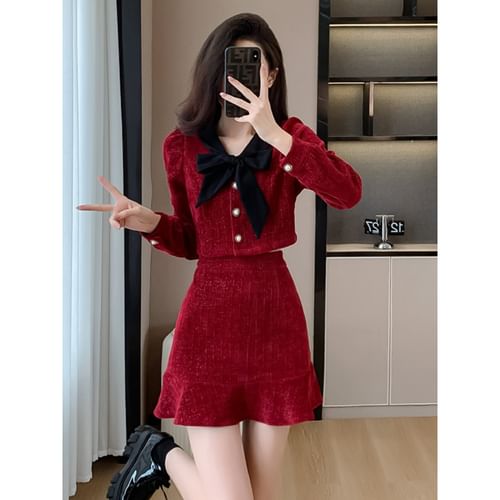 Velvet shop skirt jacket