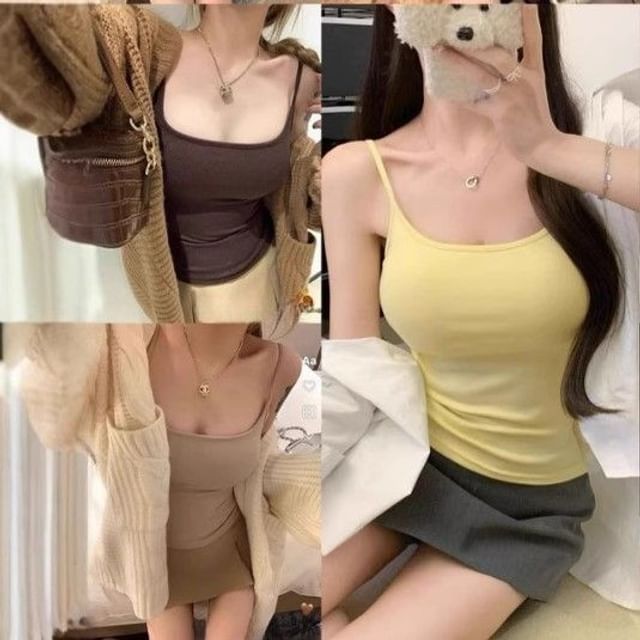 Alfie-Scoop Neck Plain Camisole Top