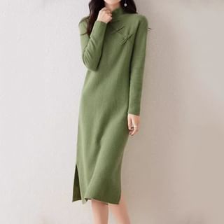 Gistinty Long-Sleeve Mock Neck Knit Midi Dress Sale