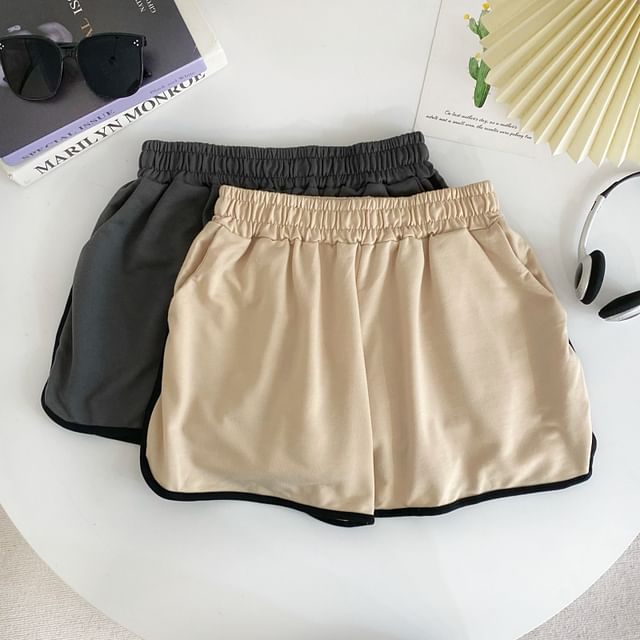 Iasia-High Waist Contrast Trim Shorts
