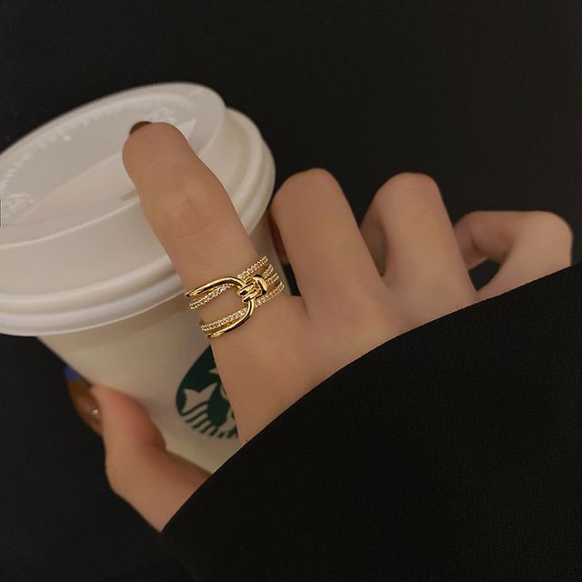 LIVSIA-Rhinestone Open Ring