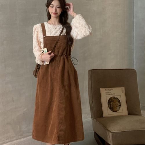 Cute Pinafore Dress Long Piwonia Corduroy Mini Pinafore Dress YesStyle