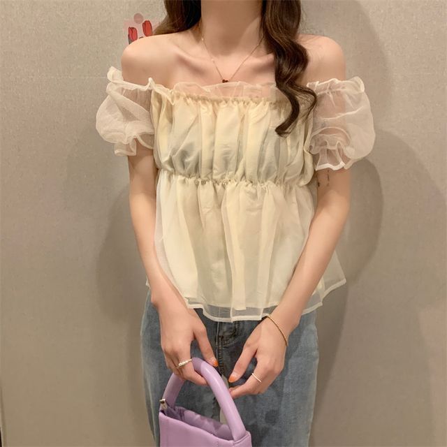 Sienne-Short-Sleeve Sheer Blouse