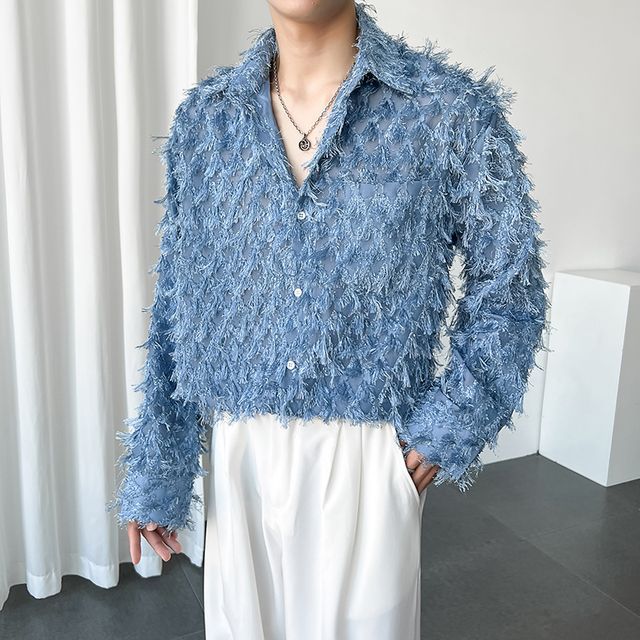 ravewider-Long-Sleeve Fringed Shirt