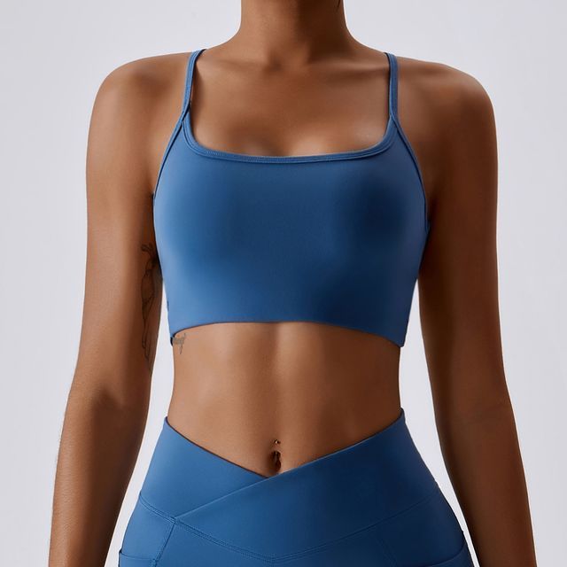 YADEOU Sports Bras Spaghetti Strappy Workout Yoga Sport Lace Bra V-Neck  Bustier Bralette Backless Plus Size Everyday Bra, Blue, Small : :  Clothing, Shoes & Accessories