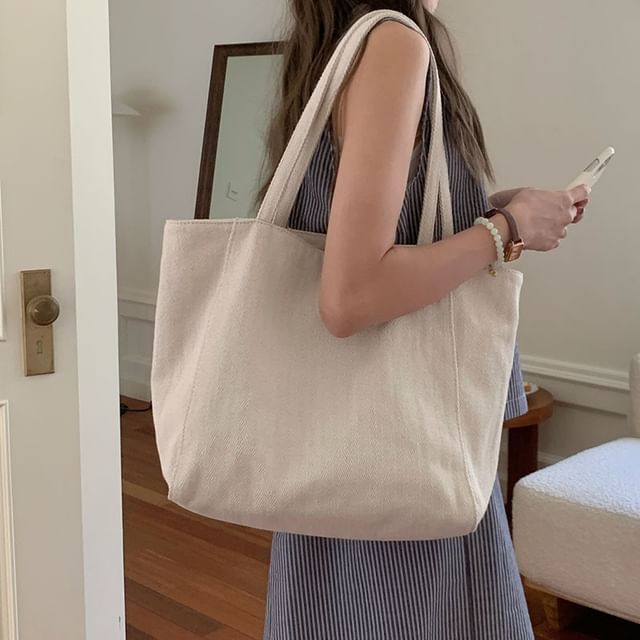 Indenis-Canvas Plain Tote Bag