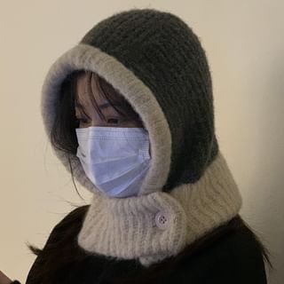 Pompabee Contrast Trim Knit Balaclava