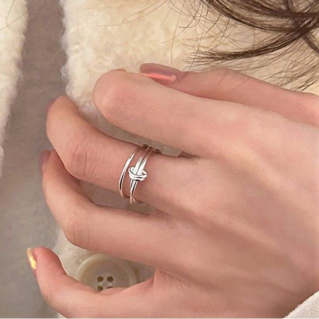Sharkkira-Knot Layered Alloy Open Ring