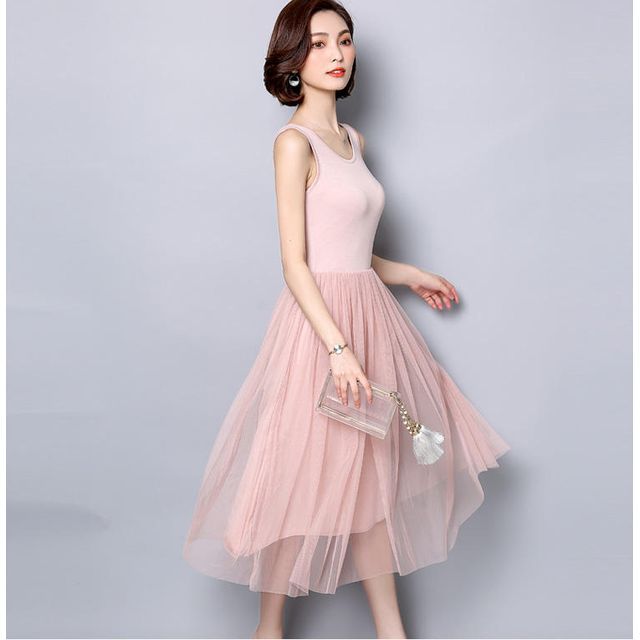 Everose-Sleeveless Midi A-Line Dress