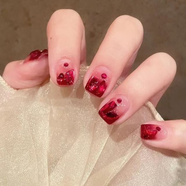 Pristella-Embellished Gradient Square Press On Nail