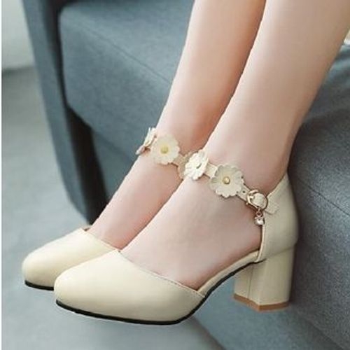 Freesia Flower Ankle Strap Block Heel Pumps YesStyle