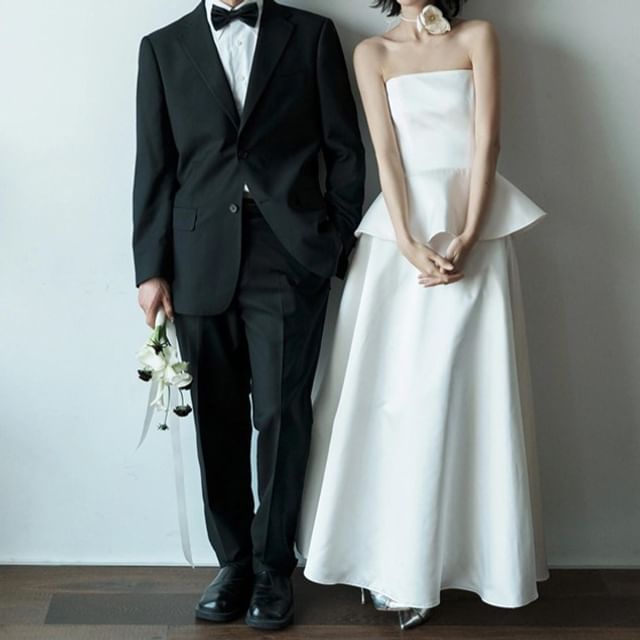 DreesHouse-Strapless Peplum A-Line Wedding Gown