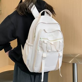 Gokk Set Nylon Plain Backpack + Bag Charm