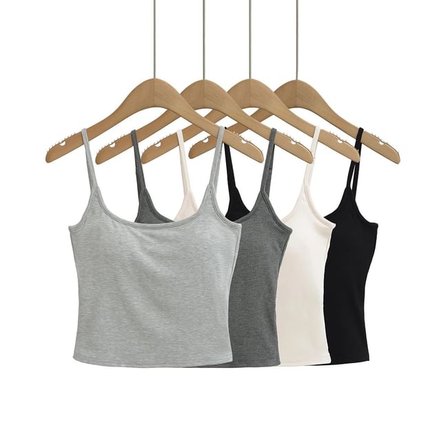 Asiris-Scoop Neck Plain Cropped Cami Top