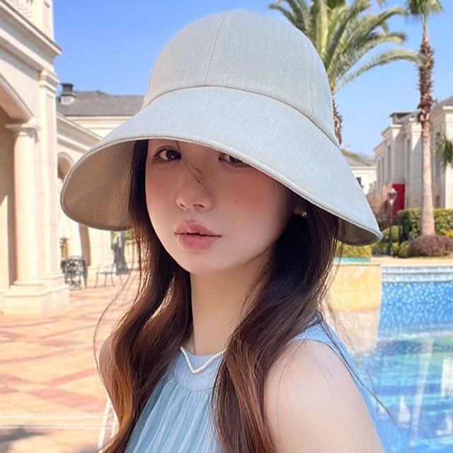 4-4 STUDIO-Linen Plain Sun Hat