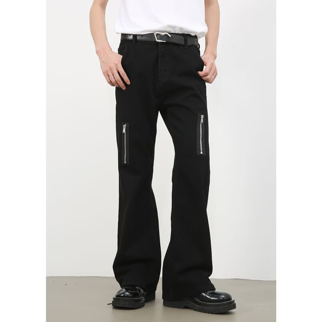 pinkdropper-Mid Rise Flared Jeans