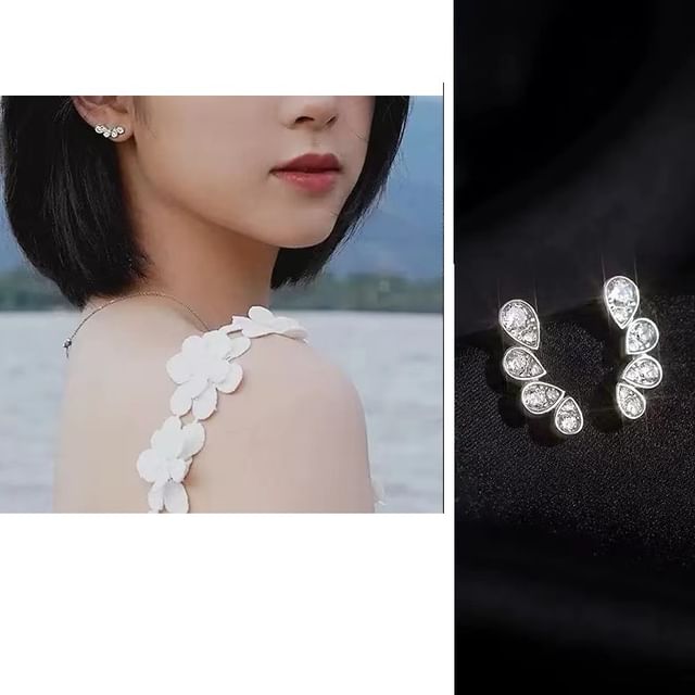 Toinianimos-Rhinestone S925 Sterling Silver Crawler Earring