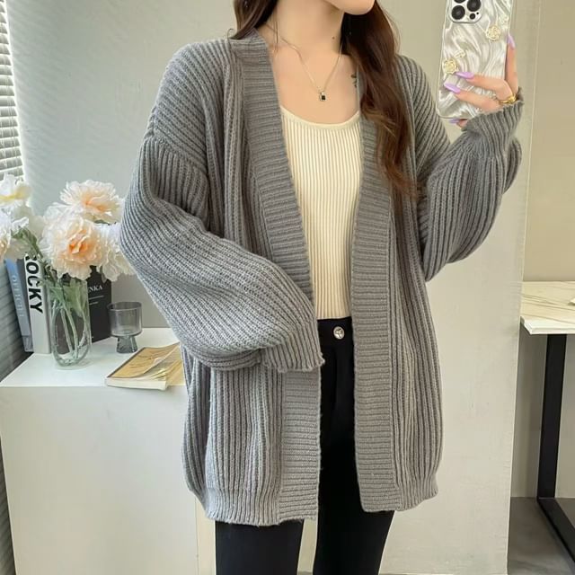 Sienne-Open Front Plain Cardigan
