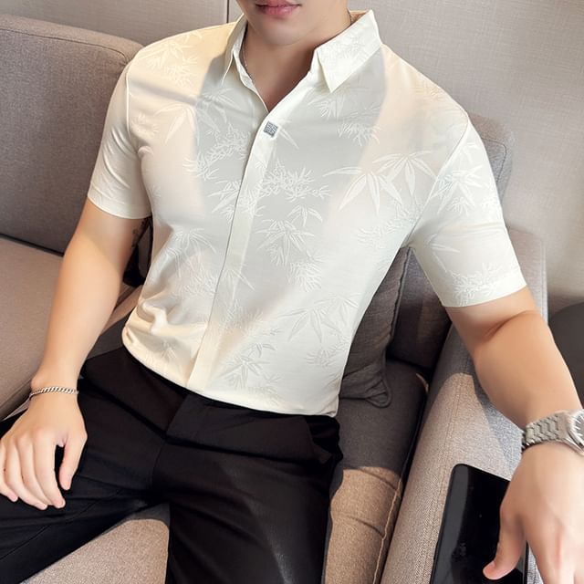 Deepwood-Short-Sleeve Jacquard Shirt