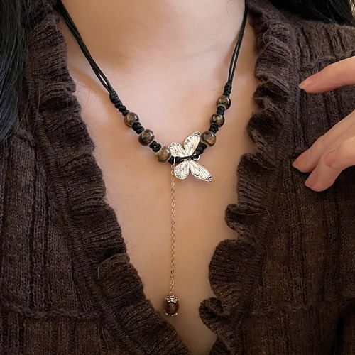 Striped Lariat Necklace, Metallic Blue and Dark Gold – Jenny Schu