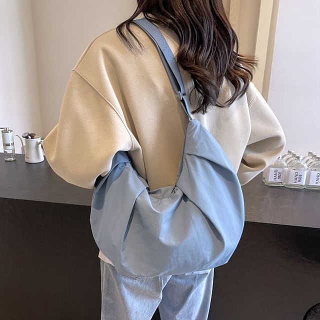 Hikuozy-Plain Ruched Crossbody Bag