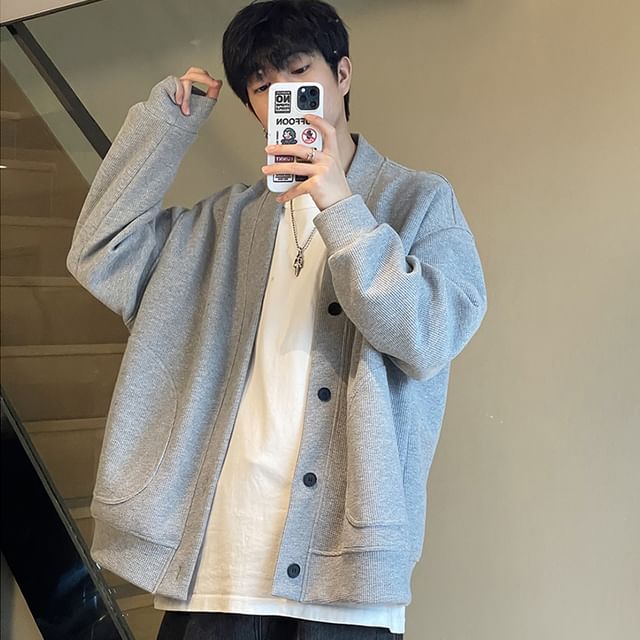 GRAYCIOUS-Button-Up Plain Jacket