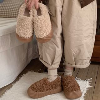 Honkizz-Platform Plain Fleece Slip-Ons