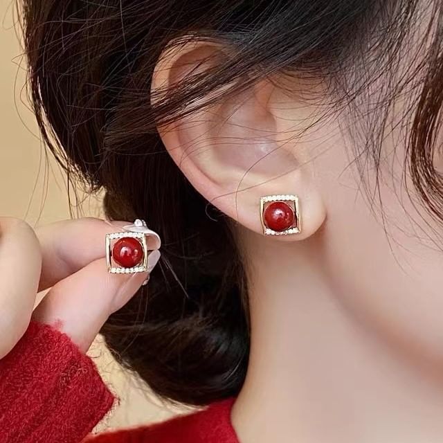 True Glam-Rhinestone Bead Ear Stud