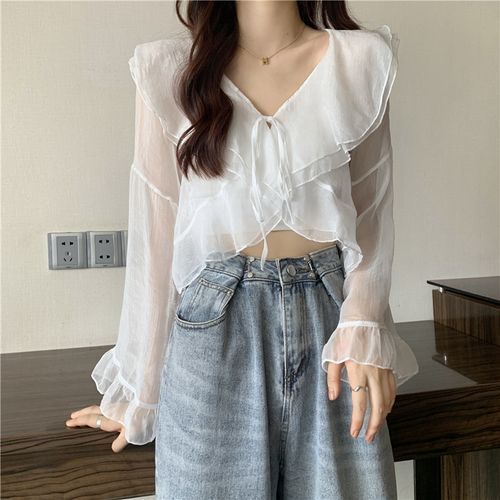 Korean clearance ruffle blouse