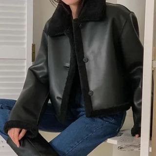 MIKIGA-Collar Fleece-Lined Button Jacket
