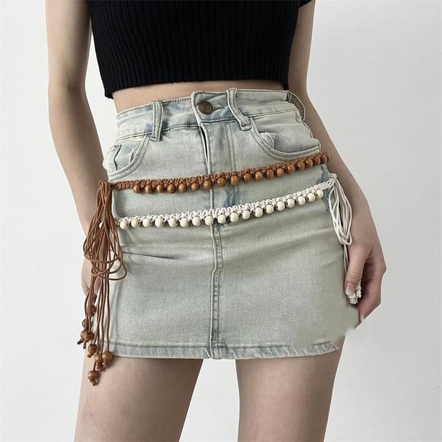 Lunashore-Beaded Woven Rope Belt