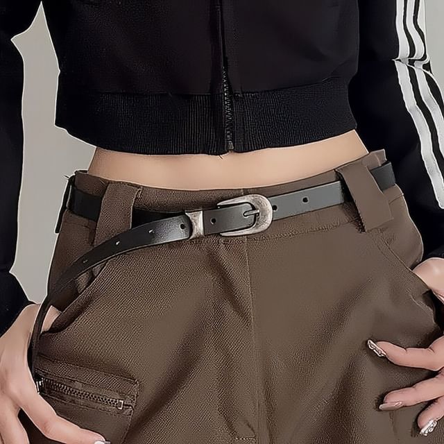 Rofuka-Faux Leather Thin Belt
