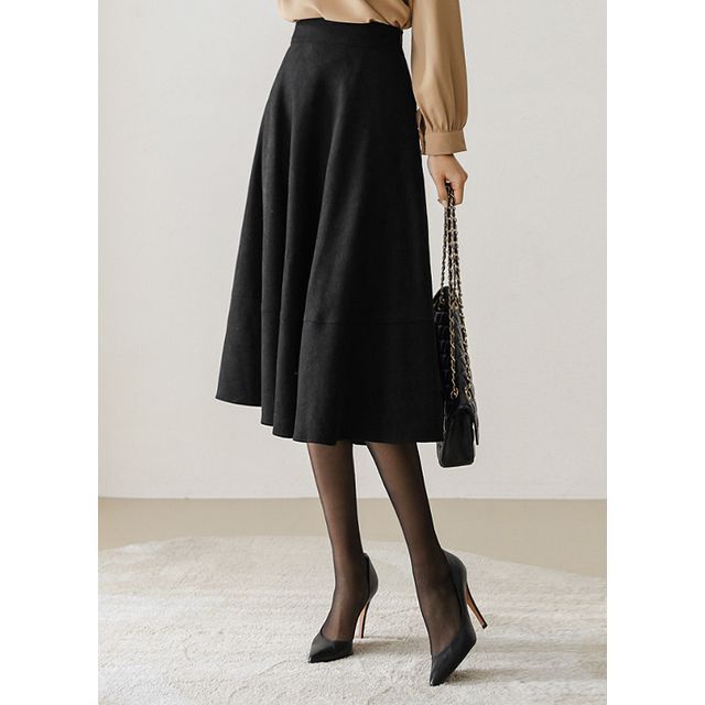 Styleonme Plain Midi Flare Skirt Yesstyle